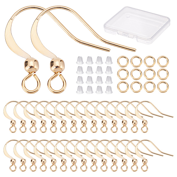 

PandaHall CREATCABIN 50Pcs Real 18K Gold Plated Brass Horizontal Loop French Earring Hooks, with 50Pcs Brass Open Jump Rings and 50Pcs...