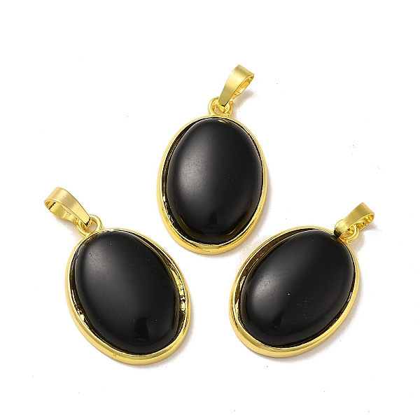 

PandaHall Natural Obsidian Pendants, Oval Charms, with Rack Plating Golden Plated Brass Findings, Lead Free & Cadmium Free, 31x20x7.5~8mm...