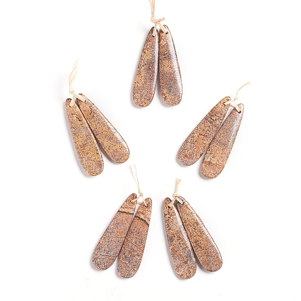

PandaHall Natural Picture Jasper Pendants, for Jewelry Making, Teardrop, 45~45.5x12~12.5x4~4.5mm, Hole: 1mm Picture Jasper Teardrop