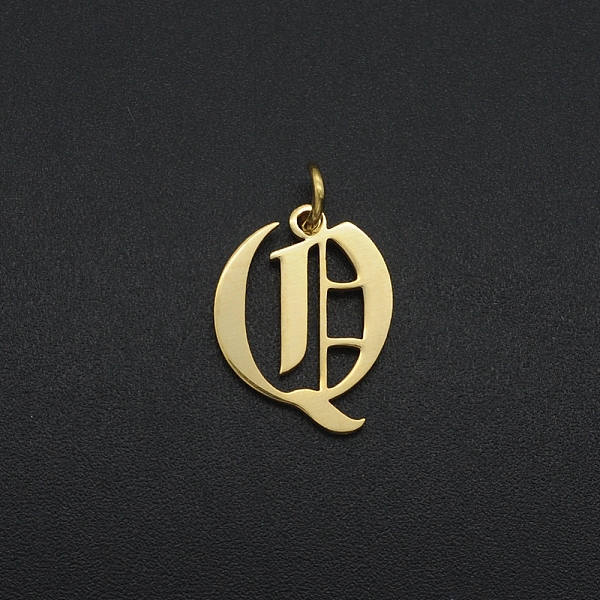 

PandaHall 201 Stainless Steel Pendants, with Jump Ring, Old English, Letter, Laser Cut, Golden, Letter.Q, 16x12x1mm, Hole: 3mm 201 Stainless...