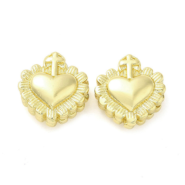 

PandaHall Rack Plating Brass Beads, Long-Lasting Plated, Cadmium Free & Lead Free, Heart with Cross, Real 18K Gold Plated, 12.5x12x6mm, Hole...