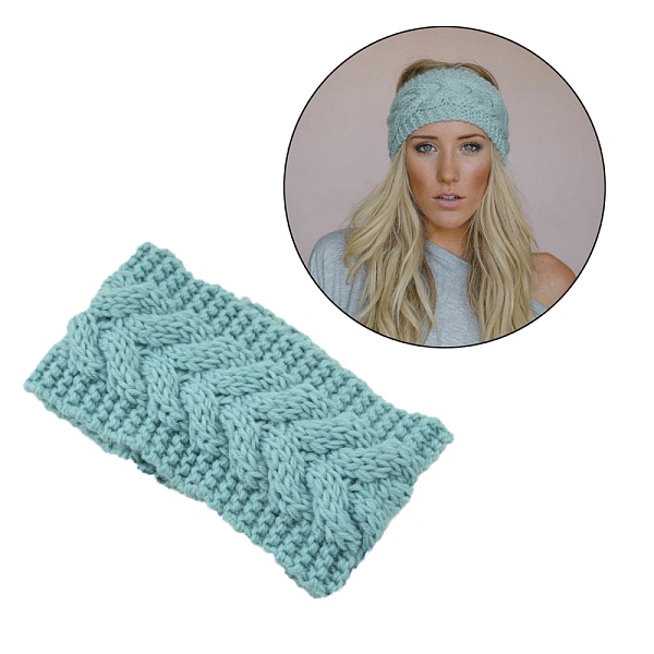 

PandaHall Polyacrylonitrile Fiber Yarn Warmer Headbands, Soft Stretch Thick Cable Knit Head Wrap for Women, Turquoise, 210x110mm Polyester..., Green