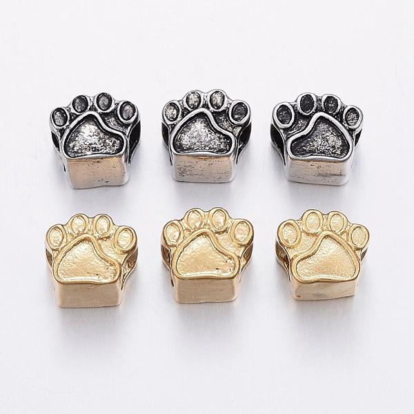 

PandaHall 304 Stainless Steel European Beads, Large Hole Beads, Paw Prints, Mixed Color, 9x11x8mm, Hole: 5mm 304 Stainless Steel Others