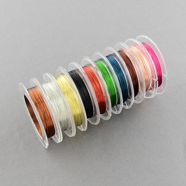 

PandaHall DIY Jewelry Findings Beading Wire Round Copper Craft Wire, Mixed Color, 0.3mm, about 32.8 Feet(10m)/roll Copper Round Multicolor