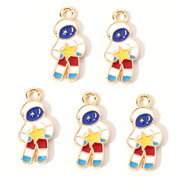 

PandaHall Alloy Enamel Pendants, Spaceman with Star, Light Gold, Colorful, 21.5x10x1.5mm, Hole: 2mm Alloy+Enamel Human