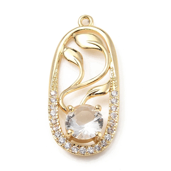 

PandaHall Brass with K9 Glass & Rhinestone Pendants, Light Gold, Oval with Leaf Charms, Crystal, 34x15x5.3mm, Hole: 1.5mm K9 Glass Oval..., Clear