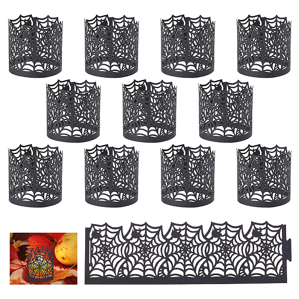 

PandaHall SUPERFINDINGS Halloween Theme Paper Lamp Shade, Rectangle with Spider Web, Black, 135x40x0.2mm, 60 sheets/box Paper Spider Black