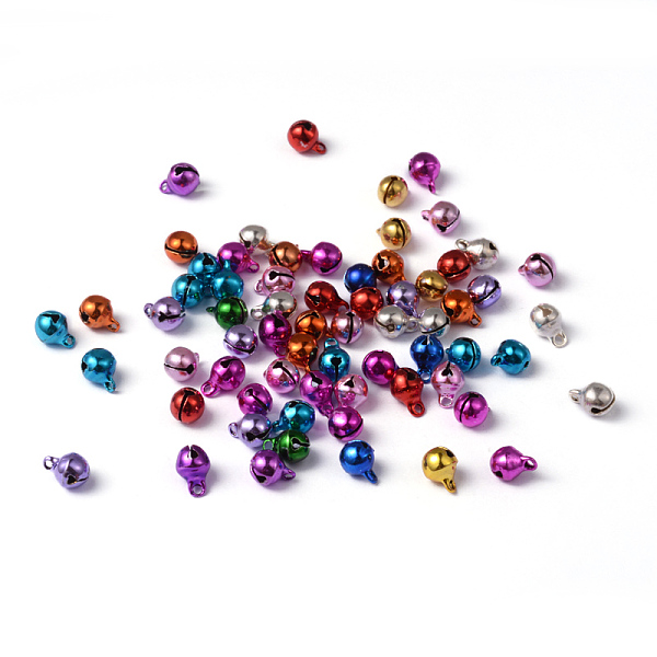 

PandaHall Brass Bell Charms, Nice For Christmas Day Decoration, Mixed Color, 6x8mm, Hole: 1.5mm Brass Round Multicolor