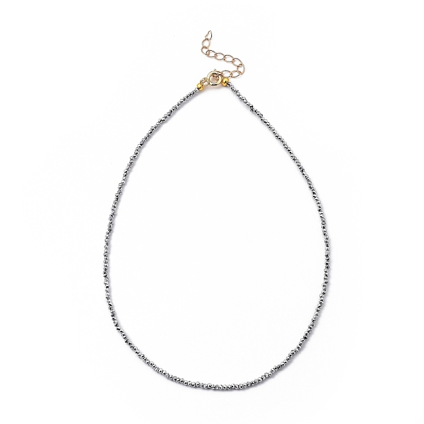 

PandaHall Faceted Rondelle Glass Beaded Necklaces, with Golden Plated Brass Spring Ring Clasps, Gray, 14.37 inch(36.5cm) Glass Gray