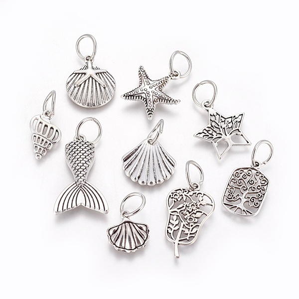 

PandaHall Tibetan Style Alloy Pendants, Mixed Shapes, Antique Silver, 15~31x12~21x1~5mm, Hole: 7mm Alloy Mixed Shapes