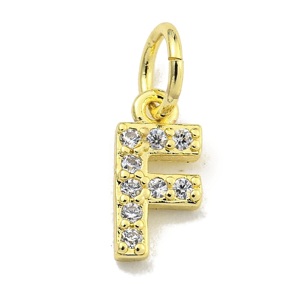 

PandaHall Letter Brass Micro Pave Clear Cubic Zirconia Pendants, Jump Ring, Real 18K Gold Plated, Letter F, 9x4.5x1.8mm, Jump Ring: 5x0.9mm...