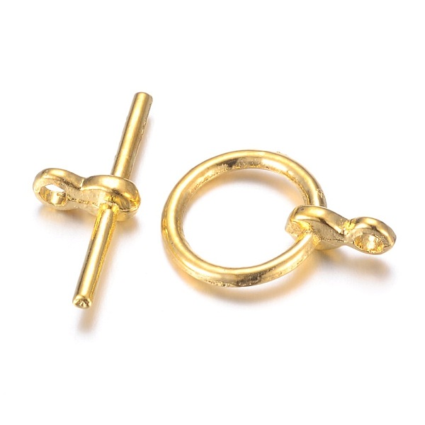 

PandaHall Alloy Toggle Clasps, Ring, Golden, Ring: 12x17x1mm, Hole: 1.5mm, Bar: 19x8x1mm, Hole: 1.5mm Alloy Ring