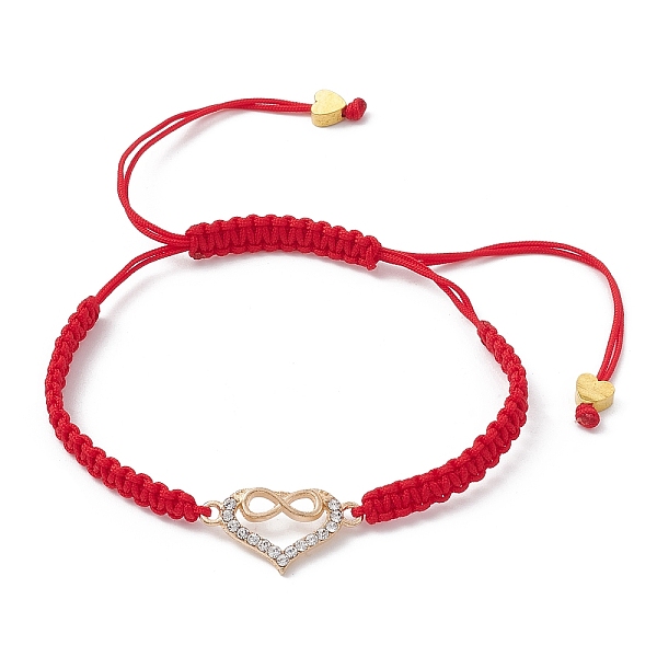 

PandaHall Alloy Rhinestone Heart with Infinity Link Bracelet, Nylon Thread Braided Adjustable Bracelet, Red, Inner Diameter: 1-3/4~3-1/2...