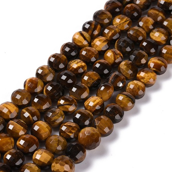 

PandaHall Natural Tiger Eye Beads Strands, Faceted, Flat Round, 8~8.5x5.5~6mm, Hole: 1.2mm, about 48pcs/strand, 15.35''(39cm) Tiger Eye Flat...