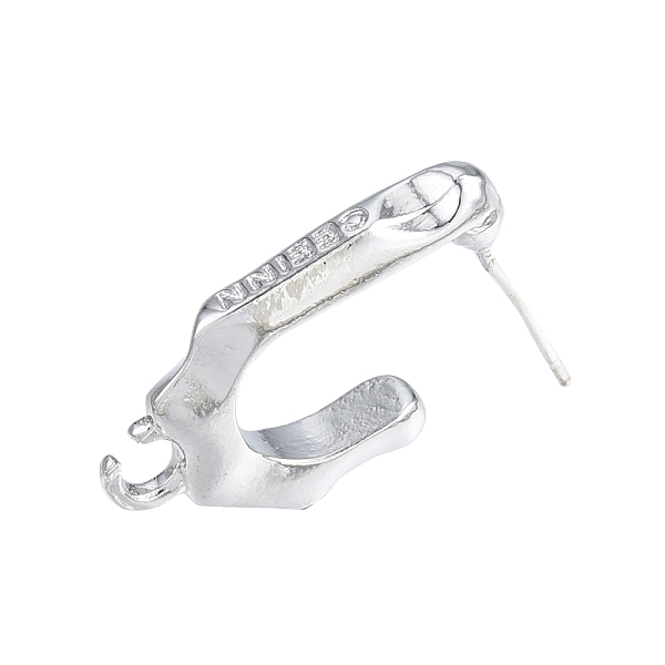 

PandaHall Alloy Stud Earring Findings, Half Hoop Earring Findings, with Horizontal Loops and 304 Stainless Steel Pins, Oval, Cadmium Free &...