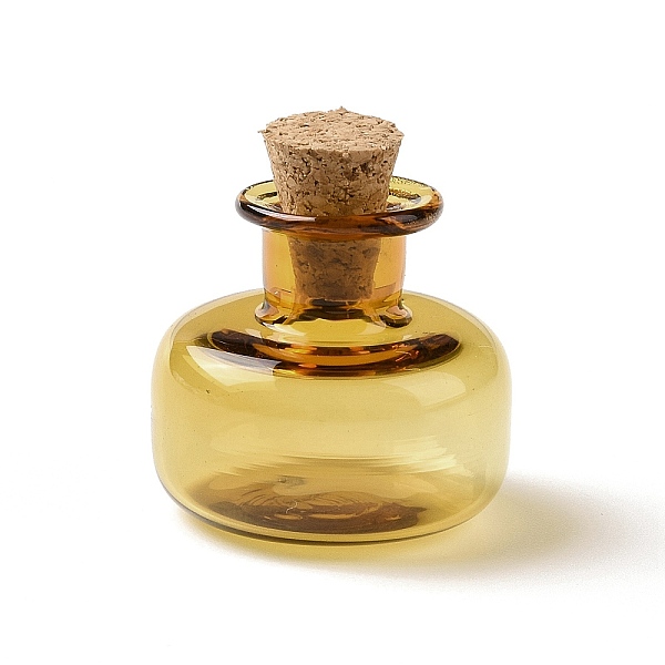 

PandaHall Miniature Glass Bottles, with Cork Stoppers, Empty Wishing Bottles, for Dollhouse Accessories, Jewelry Making, Goldenrod, 23x20mm..., Gold