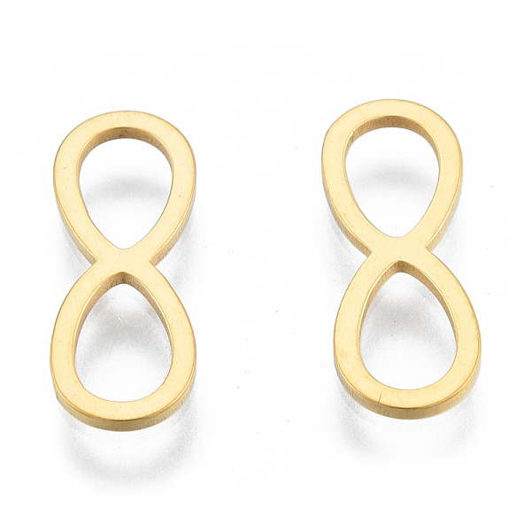 

PandaHall 201 Stainless Steel Connector Charms, Infinity, Real 18K Gold Plated, 16x6x1mm, Inner Diameter: 3.5x6mm 201 Stainless Steel...