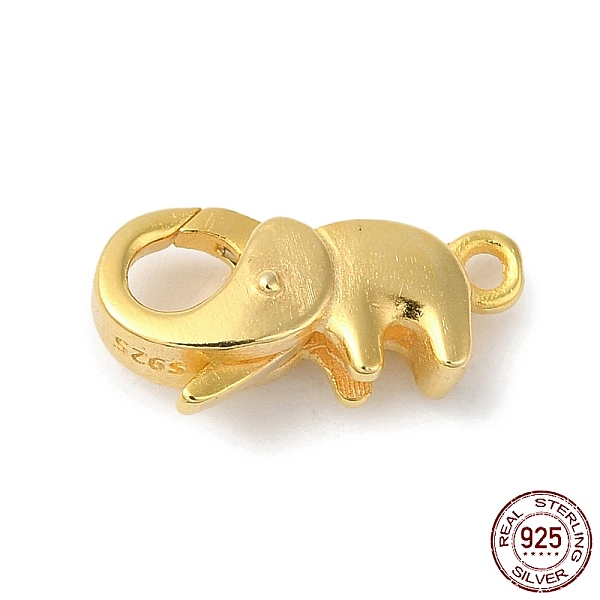 

PandaHall Rack Plating 925 Sterling Silver Lobster Claw Clasps, Elephant, with 925 Stamp, Real 18K Gold Plated, 19.5x10x4.5mm, Hole: 1.8mm...