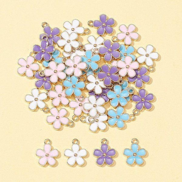 

PandaHall 40Pcs 4 Colors Alloy Enamel Charms, Cadmium Free & Lead Free, Light Gold, Flower, Mixed Color, 15x13x2.5mm, Hole: 1.5mm..., Multicolor