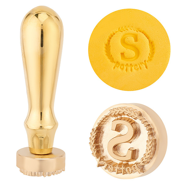 

PandaHall Golden Plated Brass Stamps, DIY Drawing Stamps, Flat Round, Letter S, 89x25.5mm, Pattern: 25mm Brass Letter S