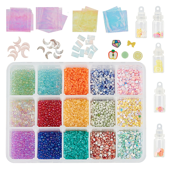 

PandaHall Olycraft Nail Art Decorations, Including Glass Beads, Shining Sequin, Resin Cabochons and Handmade Polymer Clay, DIY Crystal Epoxy..., Multicolor