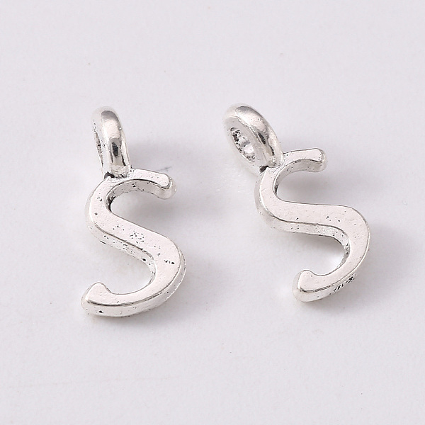 

PandaHall Tibetan Style Alloy Charms, Cadmium Free & Lead Free, Antique Silver, Letter.S, S: 10.5x5x1.5mm, Hole: 1.8mm Alloy Letter S