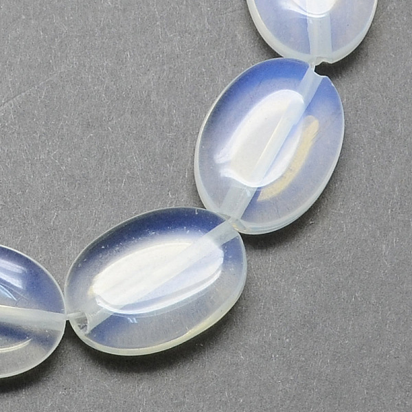 

PandaHall Flat Oval Opalite Beads Strands, Alice Blue, 18x13x6mm, Hole: 2mm, about 22pcs/strand, 15.7 inch Opalite Oval