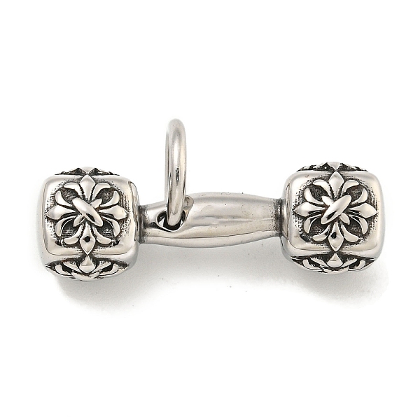 

PandaHall 316 Surgical Stainless Steel Pendants, Dumbbell with Flower Charm, Antique Silver, 30.5x9mm, Hole: 7mm 316 Surgical Stainless...