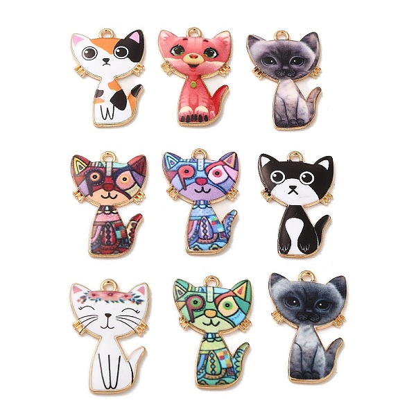 

PandaHall Alloy Enamel Pendants, Light Gold, Cat Charm, Mixed Color, 26x17x1.5mm, Hole: 1.6mm Alloy+Enamel Cat Shape Multicolor