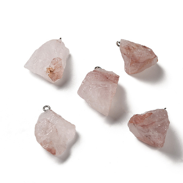

PandaHall Raw Rough Natural Ferruginous Quartz Pendants, Nuggets Charms, with Platinum Plated Iron Loops, 21~34.5x15~25.5x10~17mm, Hole: 2mm...