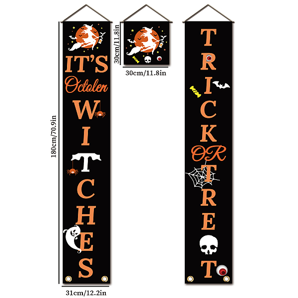 

PandaHall Halloween Hanging Sign for Home Office Front Door Porch Welcome Halloween Decorations, Rectangle with Trick or Treat & It's..., Black