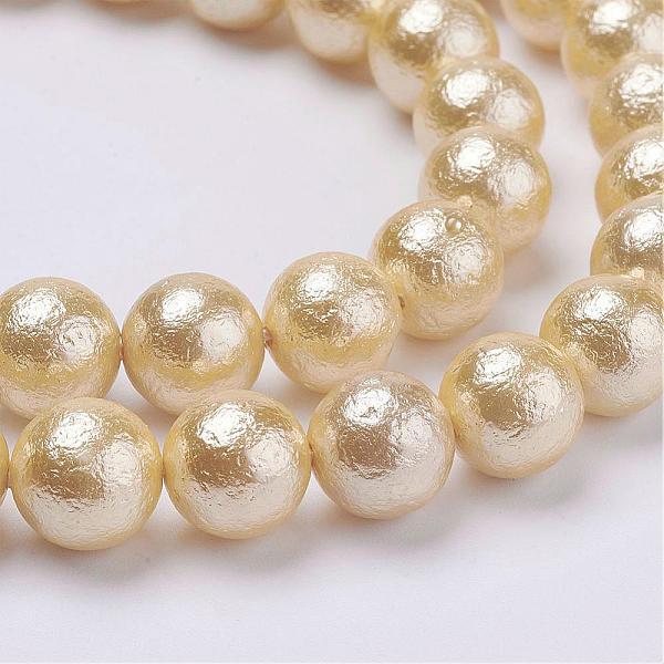 

PandaHall Wrinkle Textured Shell Pearl Beads Strands, Round, Wheat, 8mm, Hole: 1mm, about 48pcs/strand, 15.6 inch(39.5cm) Shell Pearl Round..., Orange