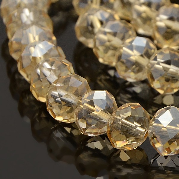 

PandaHall Pearl Luster Plated Faceted Rondelle Electroplate Glass Beads Strands, Wheat, 10x8mm, Hole: 1mm, about 72pcs/strand, 22.4 inch..., Orange