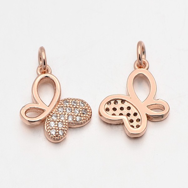 

PandaHall Brass Micro Pave Cubic Zirconia Butterfly Pendants, Cadmium Free & Nickel Free & Lead Free, Rose Gold, 14x12x2mm, Hole: 3mm...