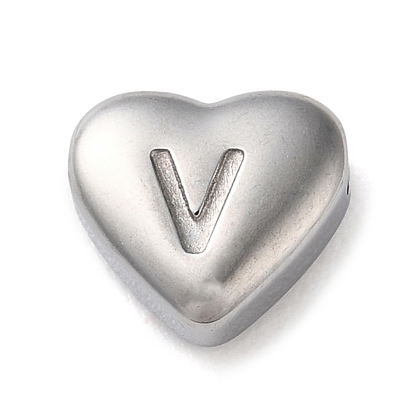 

PandaHall 201 Stainless Steel Beads, Stainless Steel Color, Heart, Letter V, 7x8x3.5mm, Hole: 1.5mm 201 Stainless Steel Letter V