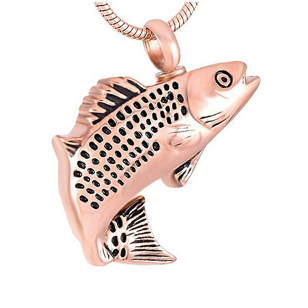 

PandaHall Fish Shape Stainless Steel Urn Ashes Pendant Necklace, Memorial Jewelry for Women, Rose Gold, 19.69 inch(50cm) Stainless Steel