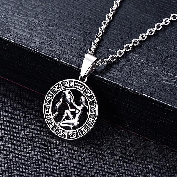 

PandaHall Stainless Steel Pendants, Stainless Steel Color, Flat Round with Constellation Charm, Aquarius, 28x25mm Stainless Steel Aquarius