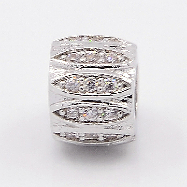

PandaHall Brass Micro Pave Cubic Zirconia European Beads, Lead Free & Nickel Free & Cadmium Free, Rondelle, Platinum, 7x9mm, Hole: 4.5mm...