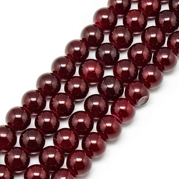 

PandaHall Baking Painted Crackle Glass Beads Strands, Round, Dark Red, 8mm, Hole: 1.3~1.6mm, about 100pcs/strand, 31.4 inch Glass Round Red