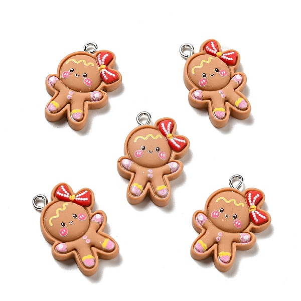 

PandaHall Christmas Opaque Resin Pendants, with Platinum Tone Iron Loops, Gingerbread Man Charm, Sandy Brown, 27x18x5.5mm, Hole: 2x3mm...