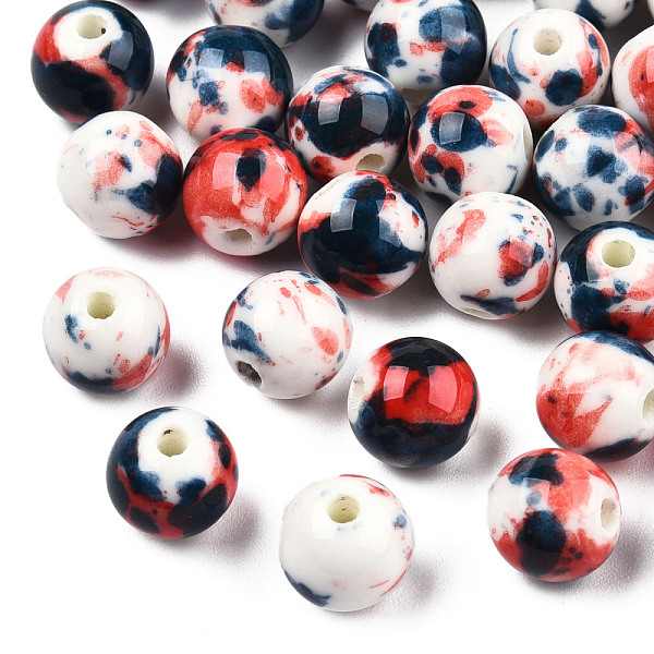 

PandaHall Handmade Porcelain Beads, Round, Steel Blue, 8mm Porcelain Round Blue