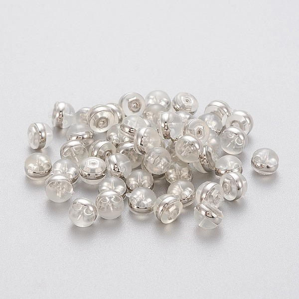 

PandaHall Eco-Friendly Plastic Ear Nuts, Earring Backs, with 304 Stainless Steel Findings, Half Round/Dome, Stainless Steel Color...
