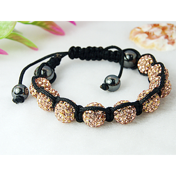 Fashion Rhinestone Disco Ball Braided Bracelets