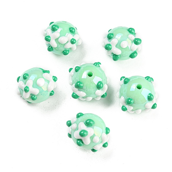 

PandaHall Hand Painted Acrylic with Enamel Beads, Cartoon, Round with Cross, Aquamarine, 20x20.5x15.5mm, Hole: 2mm Acrylic Round Green