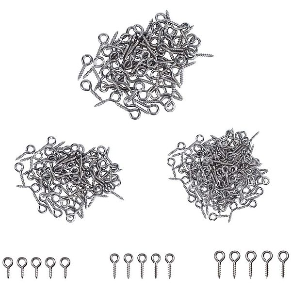 

PandaHall UNICRAFTALE 3 Size(8/10/12mm) 304 Stainless Steel Screw Eye Pins about 420pcs Eye Pin Hooks Eyelets Screw Threaded Clasps Hooks...