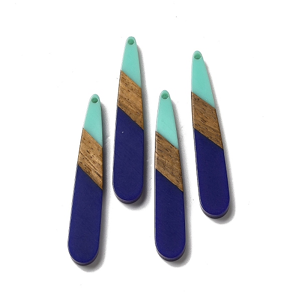 

PandaHall Opaque Resin & Walnut Wood Pendants, Teardrop Charms, Indigo, 43.5~44x7.5x3mm, Hole: 1.5mm Resin+Wood Teardrop Purple