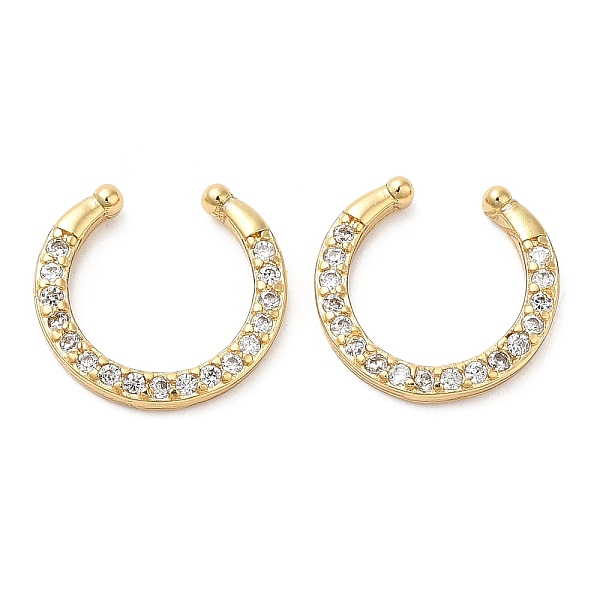 

PandaHall Rack Plating Brass Cuff Earrings with Rhinestone, Lead Free & Cadmium Free, Real 18K Gold Plated, 14x15x2mm Rhinestone