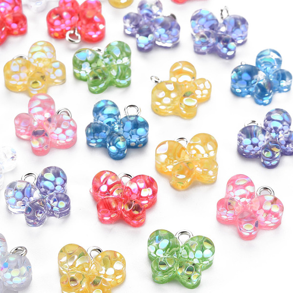 

PandaHall Epoxy Resin Charms, with Sequins/Paillette and Platinum Plated Iron Loop, Butterfly, Mixed Color, 13x14x6.5mm, Hole: 2mm..., Multicolor