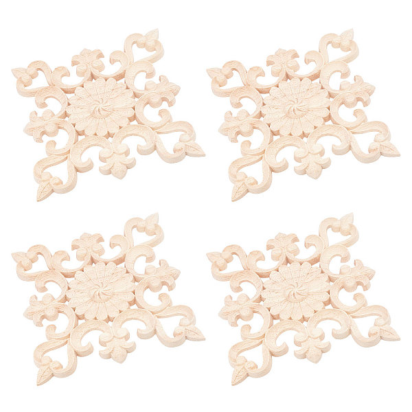 

PandaHall SUPERFINDINGS 2pcs Square Wood Carved Applique 145x145x7.5mm Unpainted Wood Carved Furniture Decoration Appliques for Home Door..., Orange
