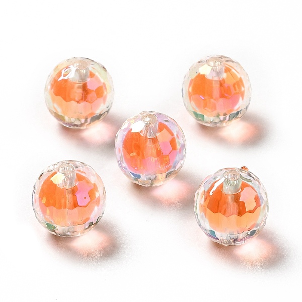 

PandaHall Two Tone UV Plating Rainbow Iridescent Acrylic Beads, Round, Orange, 16x16mm, Hole: 3~3.1mm Acrylic Round Orange